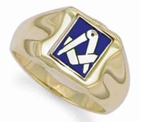 9ct Yellow Gold Enamelled Swivel Centre Masonic Ring